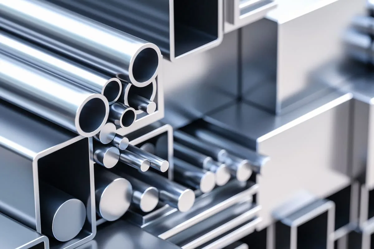 Aluminiowe profile, rury i pręty o różnych przekrojach